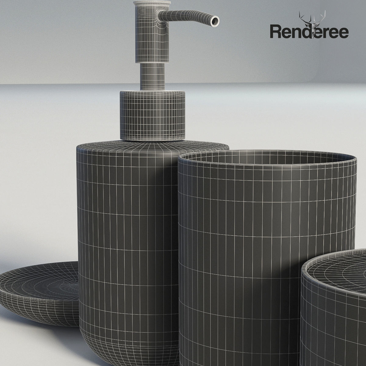 Bathroom Set Ceraminc 3D model_11