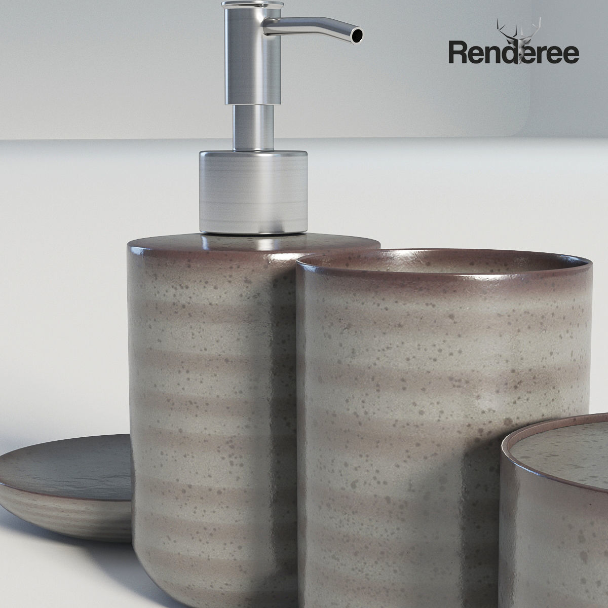 Bathroom Set Ceraminc 3D model_5