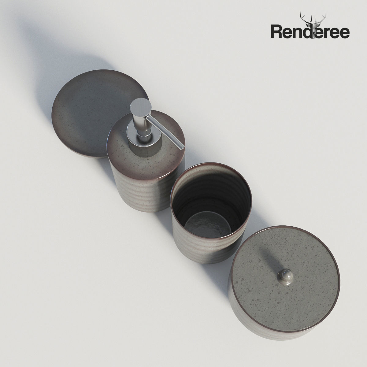 Bathroom Set Ceraminc 3D model_3