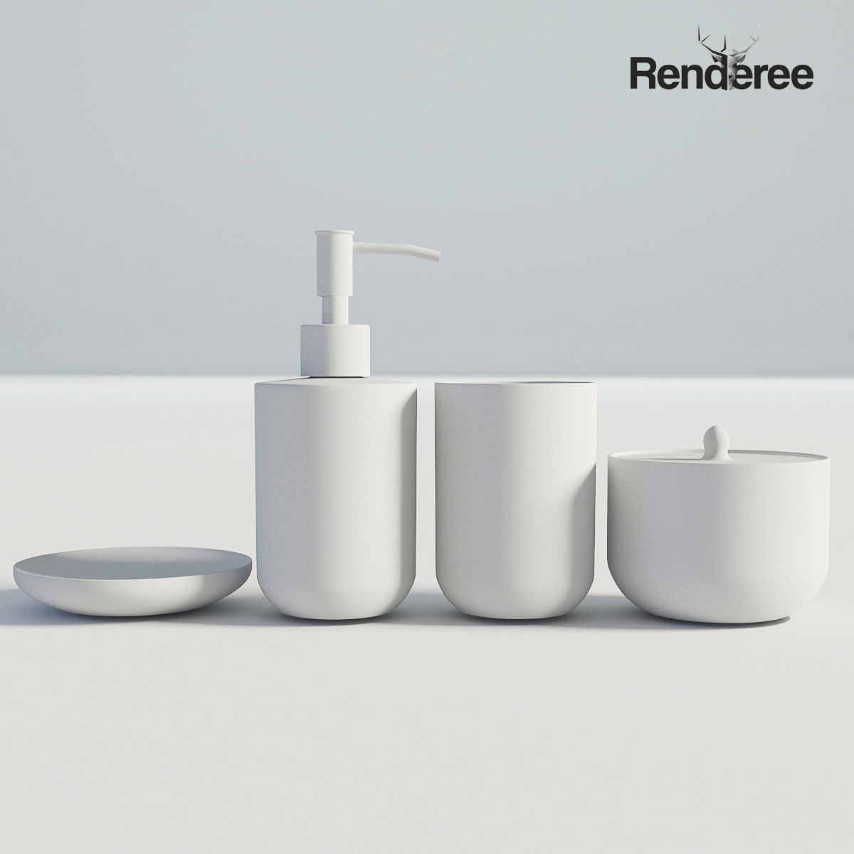 Bathroom Set Ceraminc 3D model_6