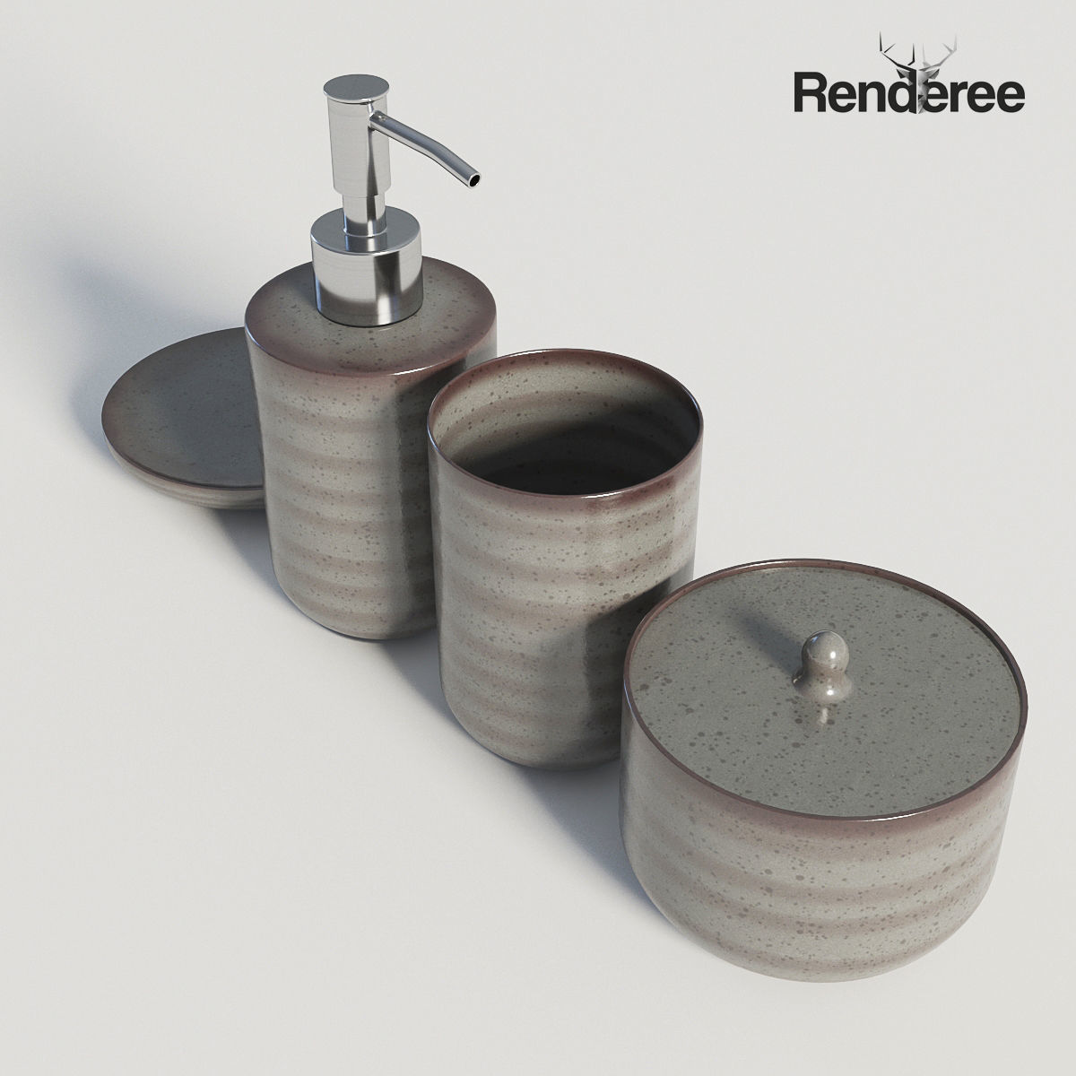 Bathroom Set Ceraminc 3D model_2