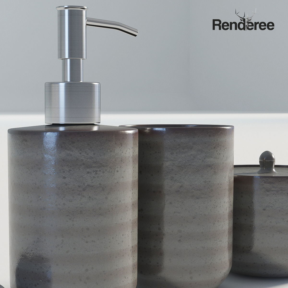 Bathroom Set Ceraminc 3D model_4