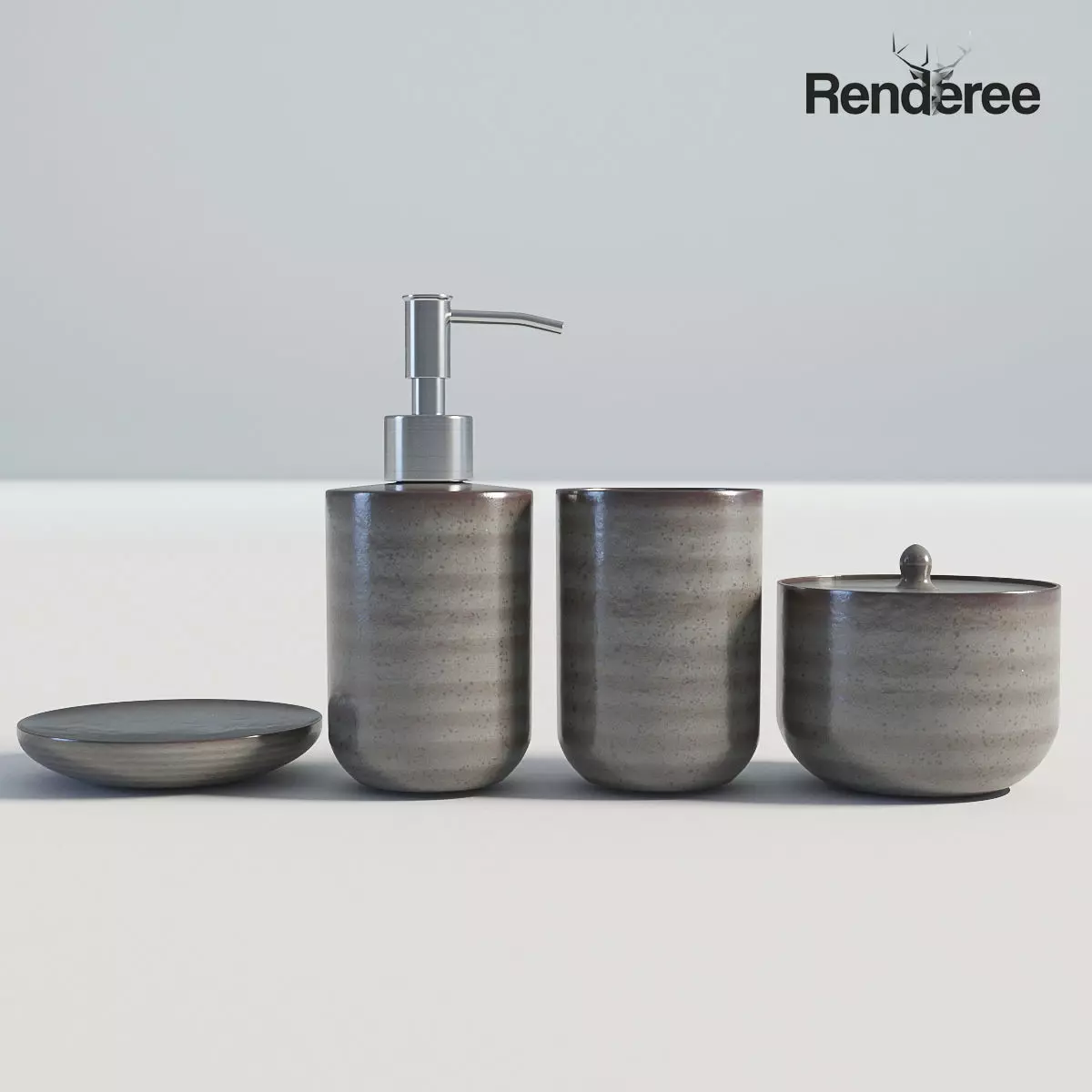 Bathroom Set Ceraminc 3D model_0