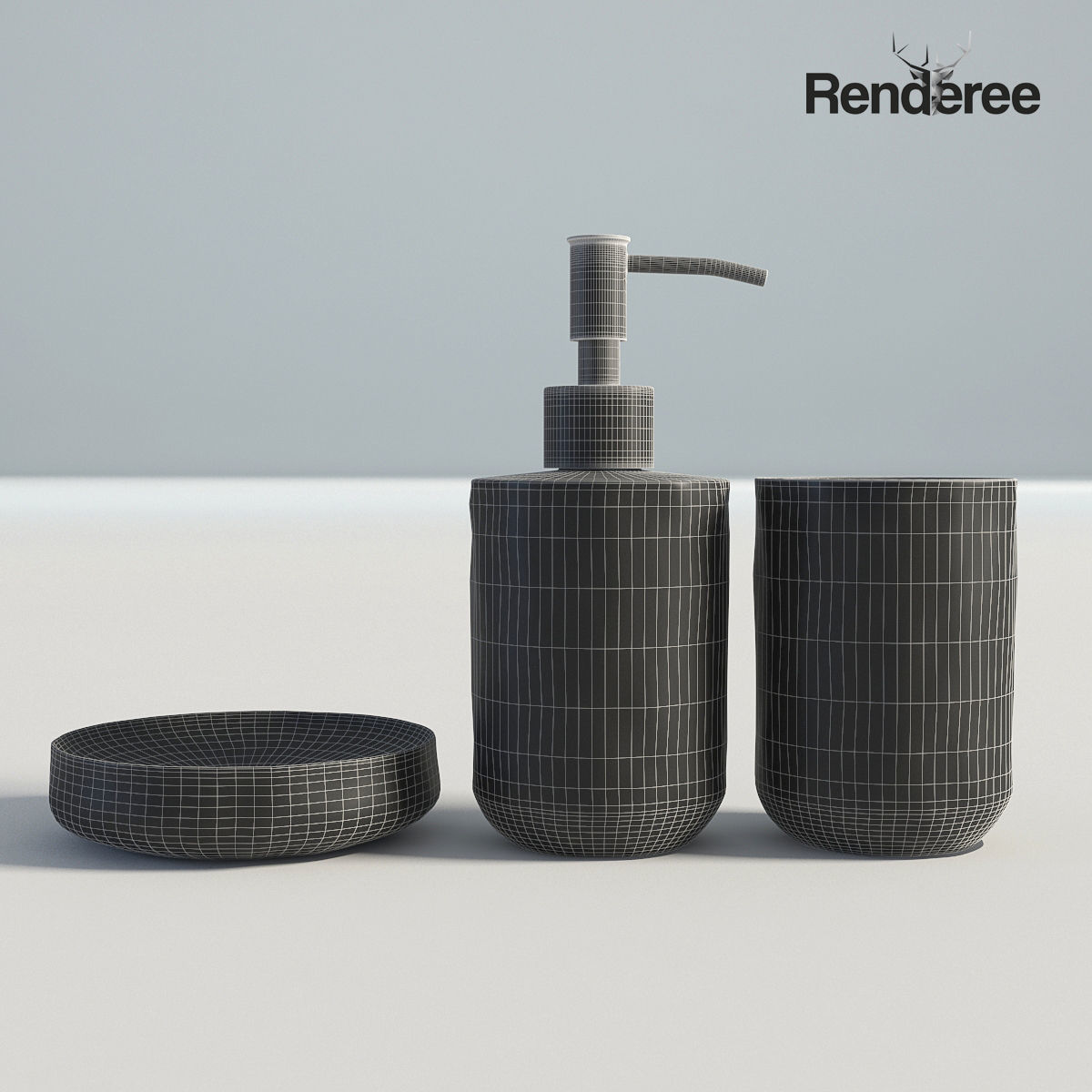 Bathroom Set Black 3D model_9