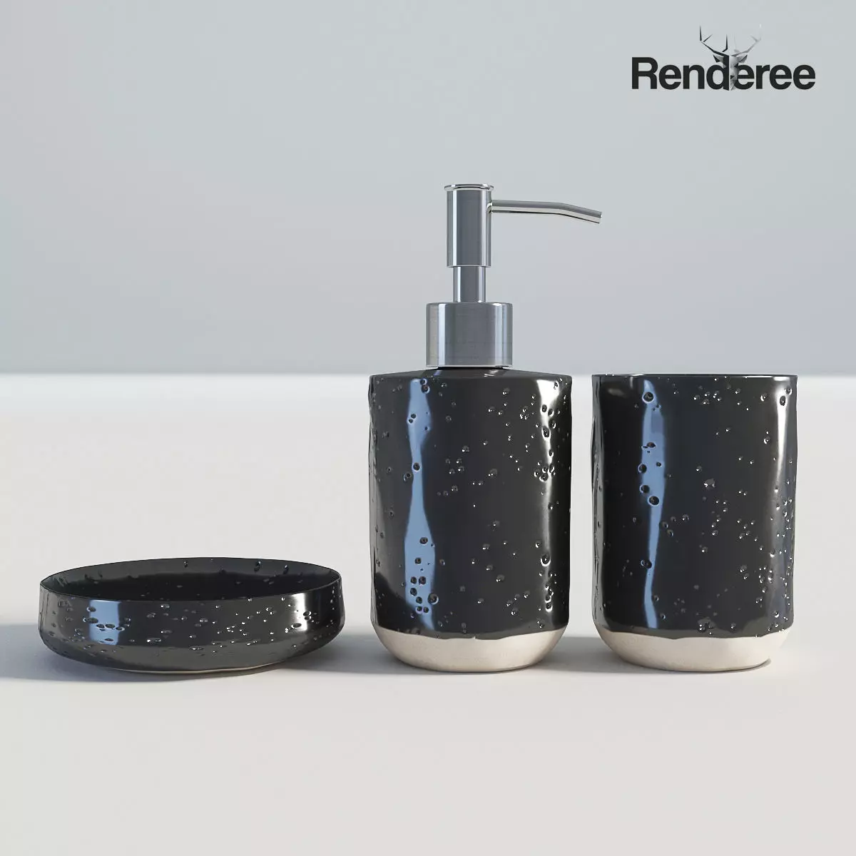 Bathroom Set Black 3D model_0