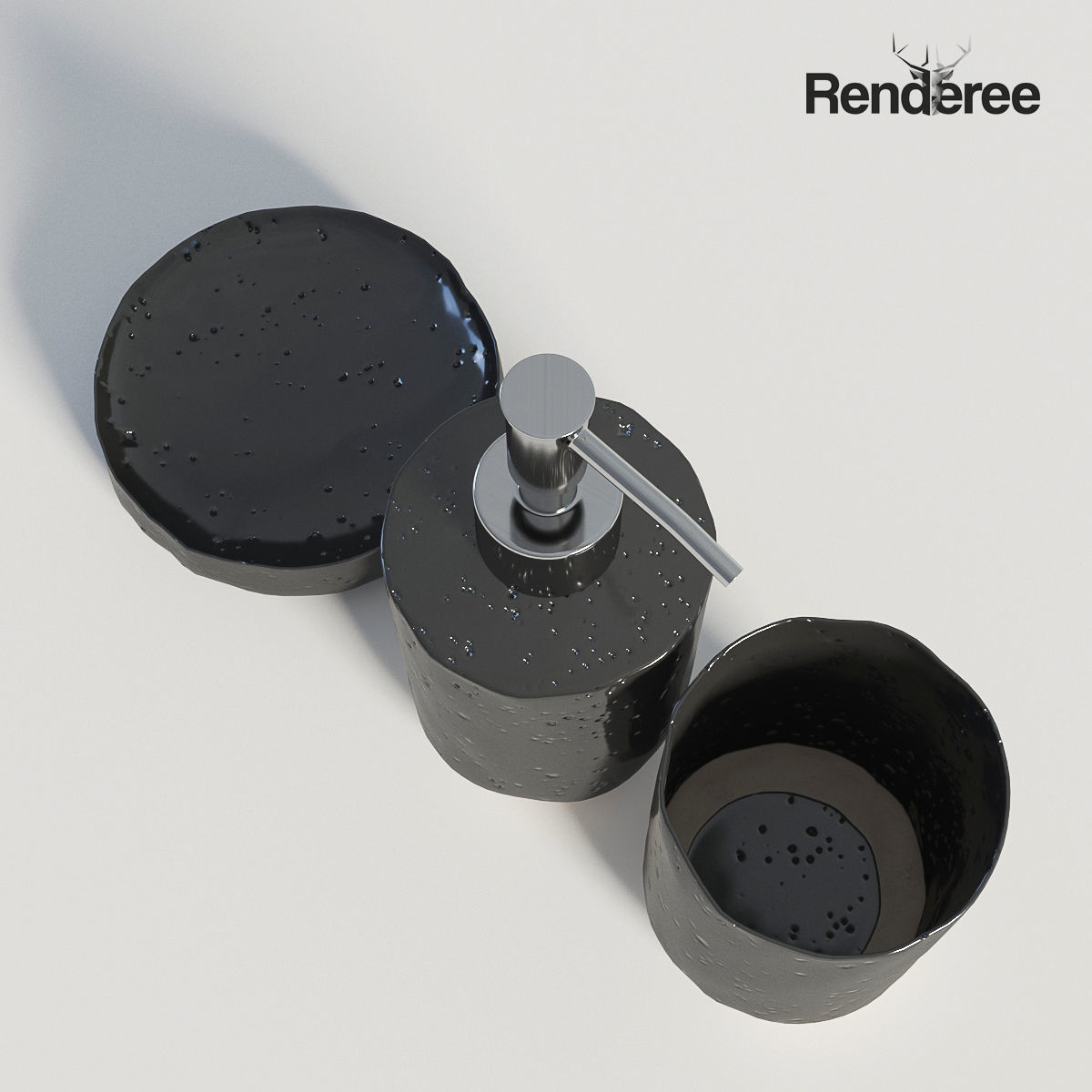 Bathroom Set Black 3D model_3