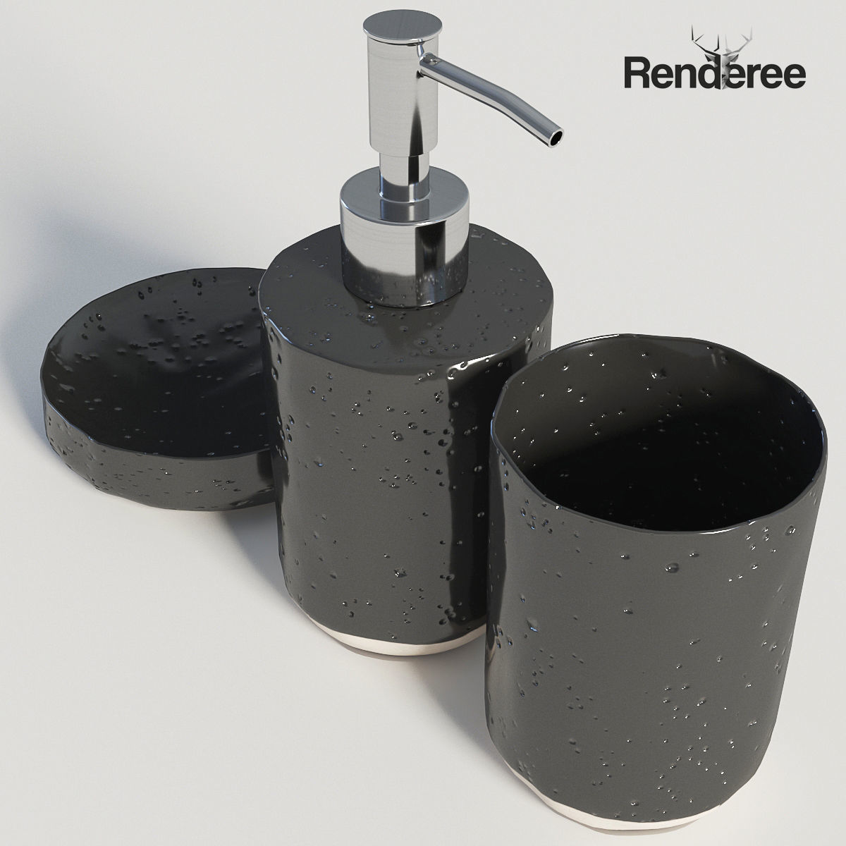 Bathroom Set Black 3D model_2