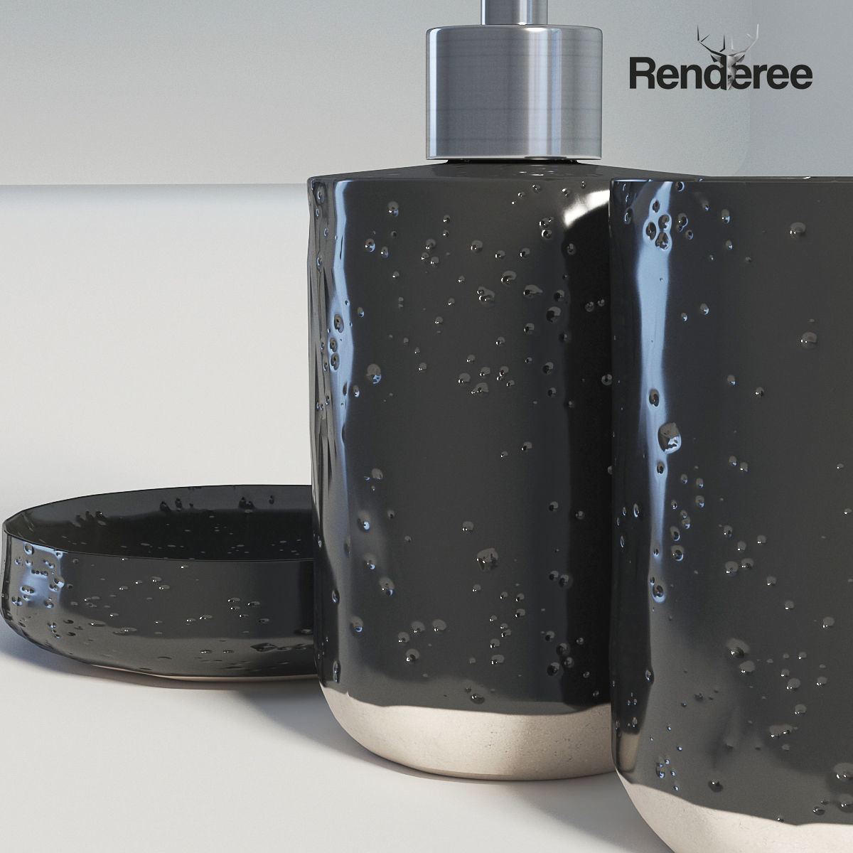 Bathroom Set Black 3D model_5
