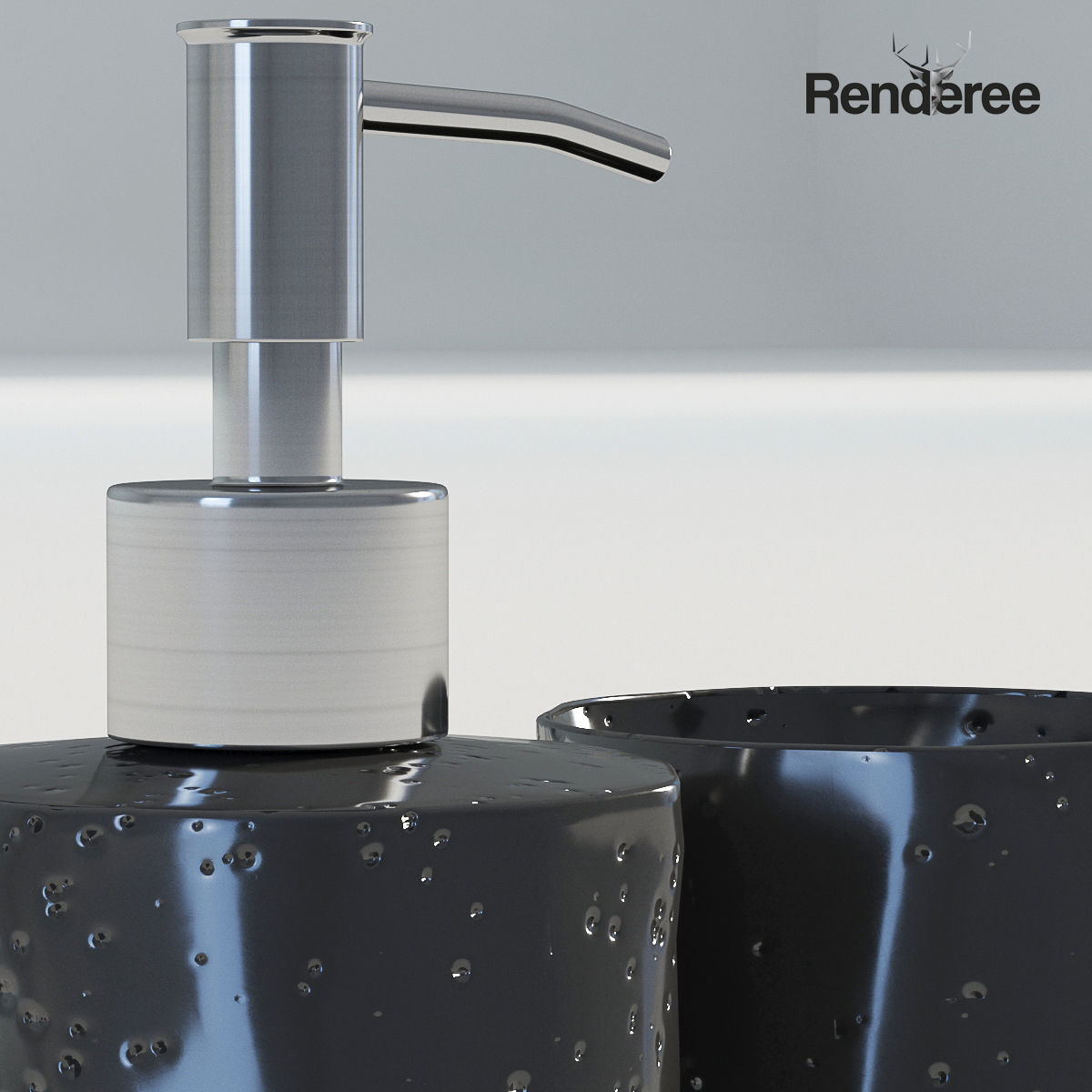 Bathroom Set Black 3D model_4