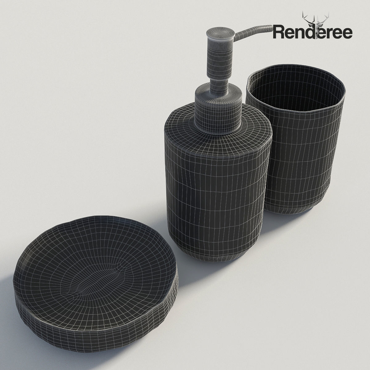 Bathroom Set Black 3D model_10