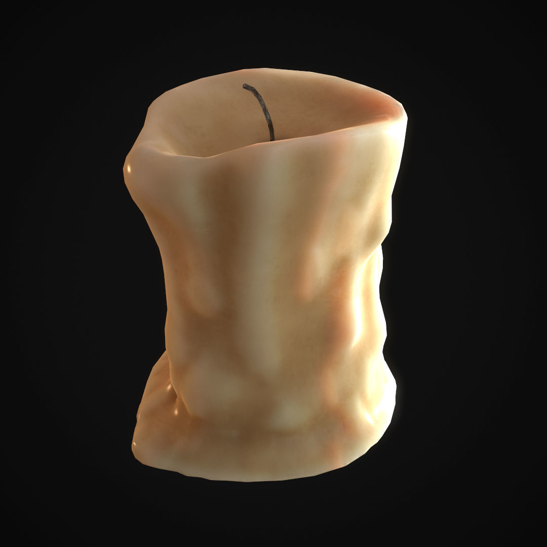 Stylized candle  Low-poly 3D model_1