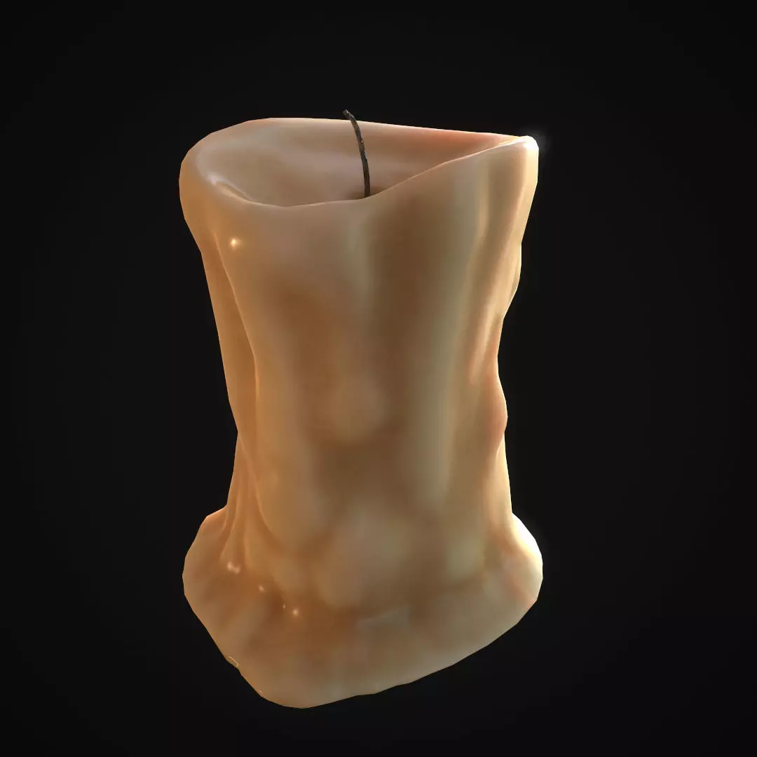 Stylized candle  Low-poly 3D model_0