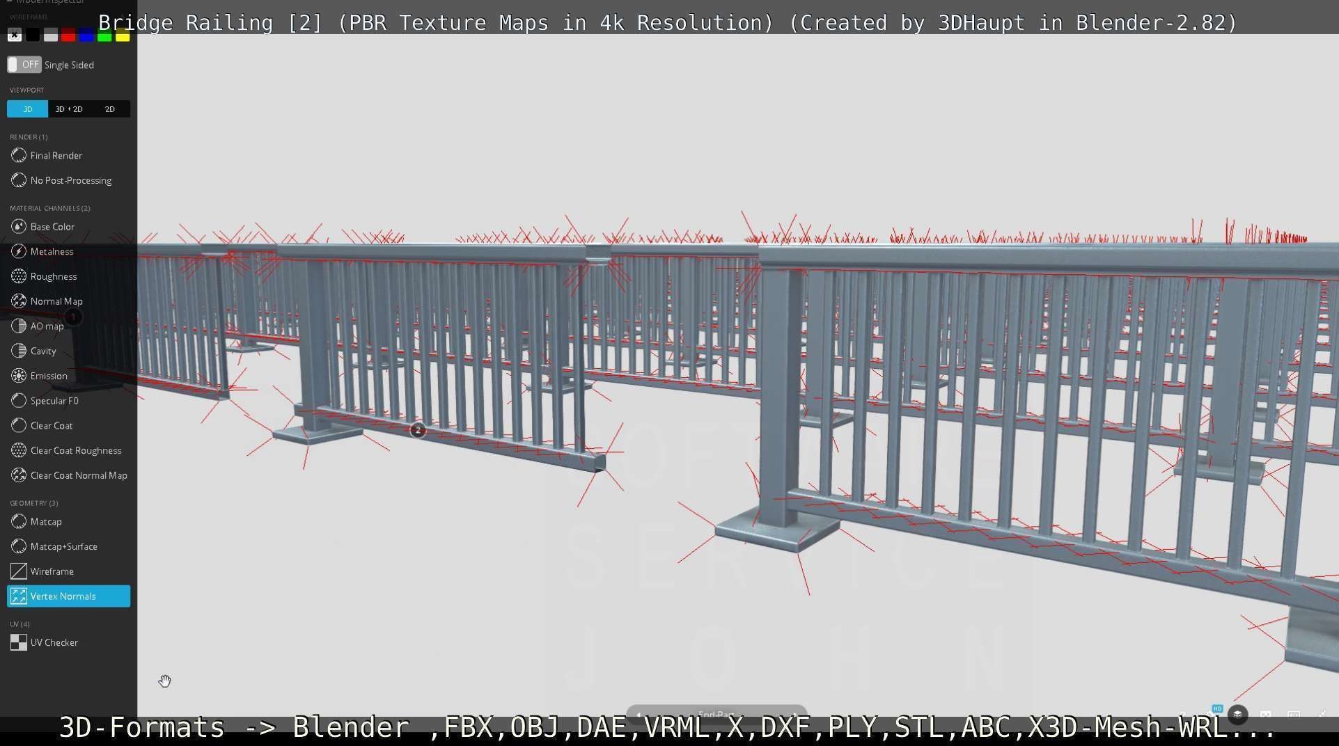 Bridge Railing Components 2 Low-poly 3D model_50