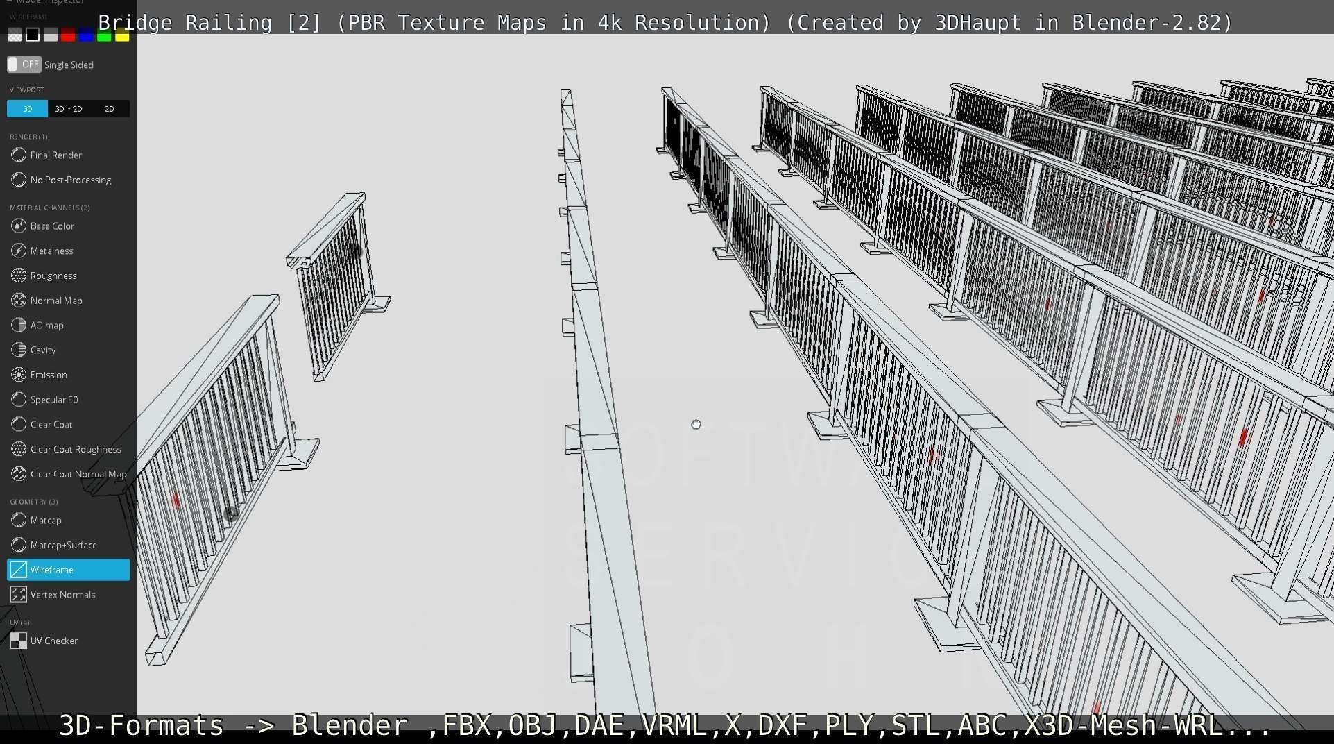 Bridge Railing Components 2 Low-poly 3D model_16