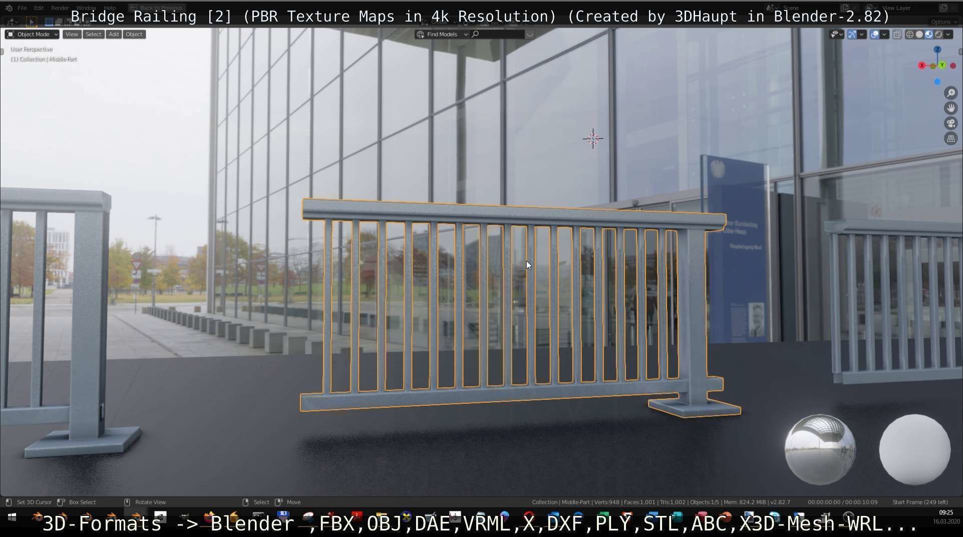 Bridge Railing Components 2 Low-poly 3D model_8