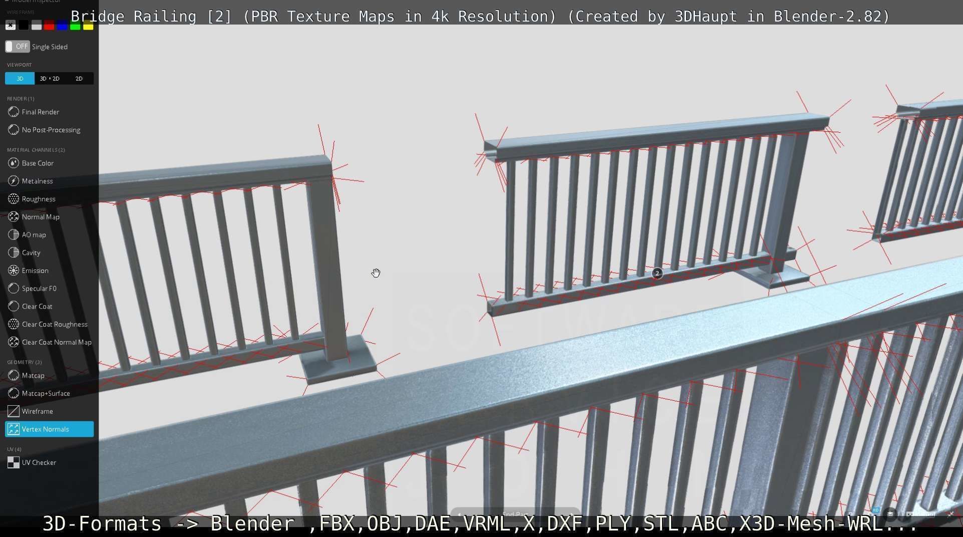 Bridge Railing Components 2 Low-poly 3D model_29
