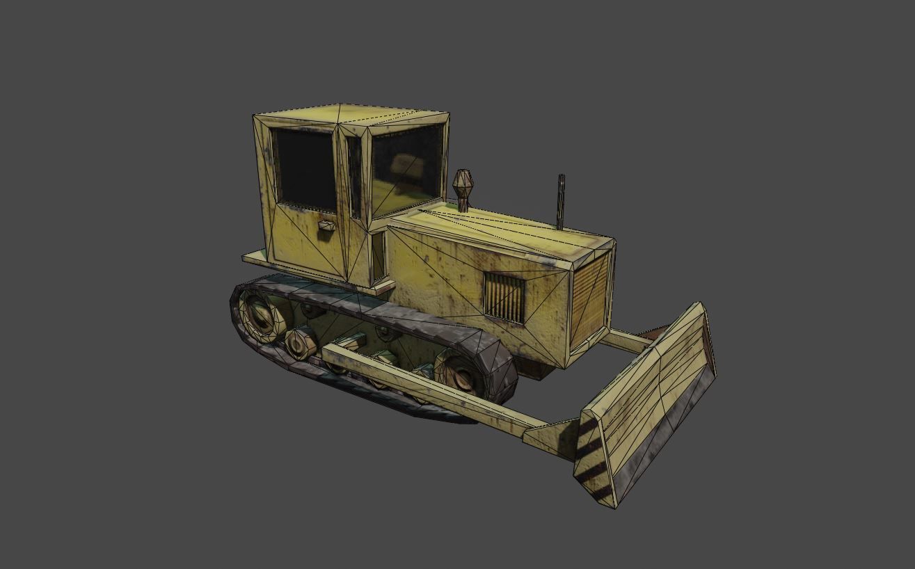 Bulldozer Low-poly 3D model_16