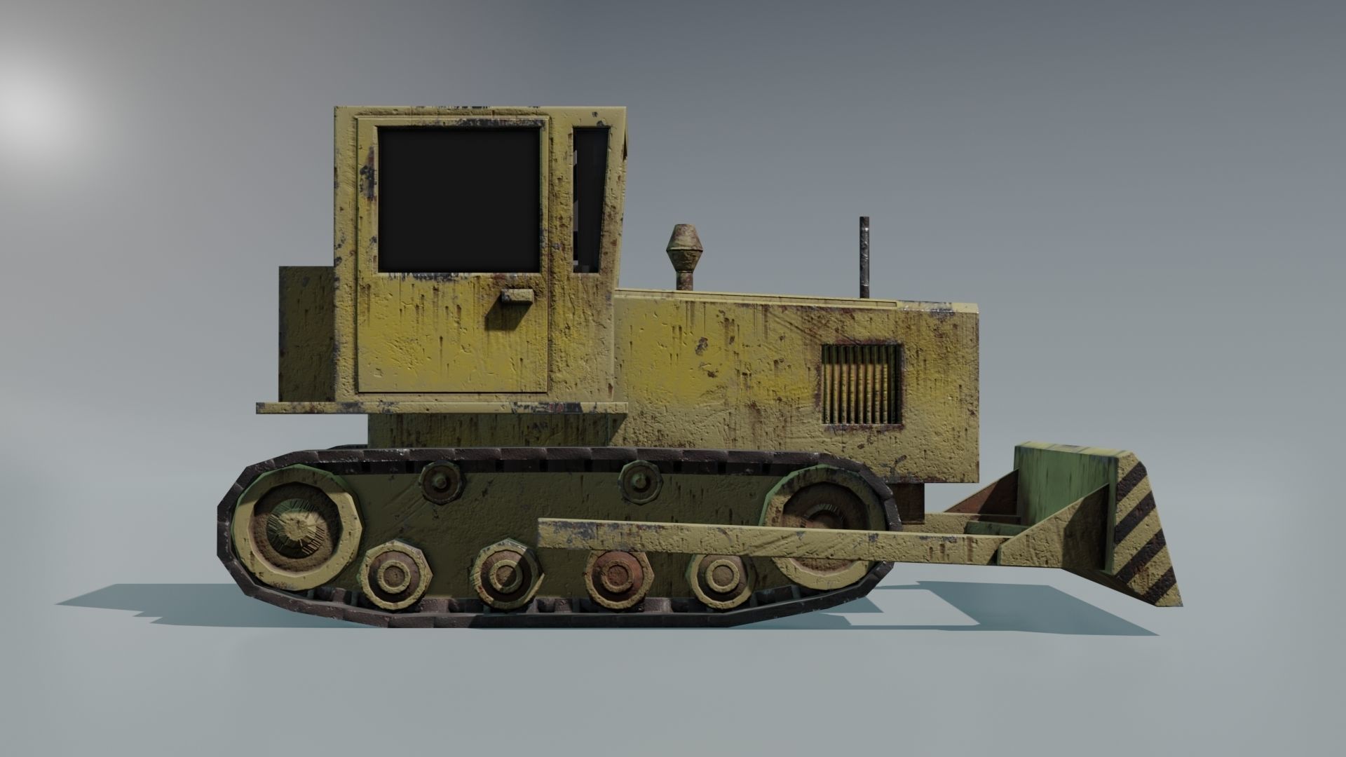 Bulldozer Low-poly 3D model_3