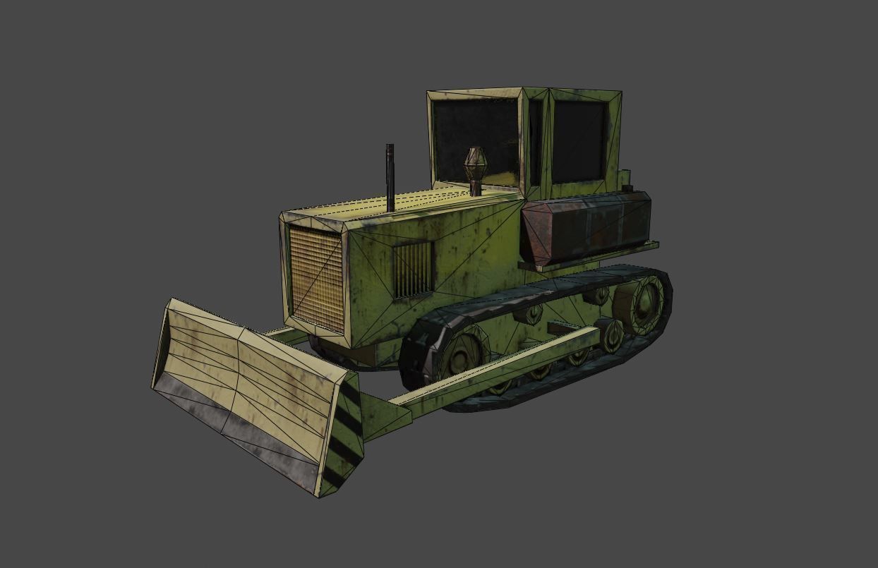 Bulldozer Low-poly 3D model_19