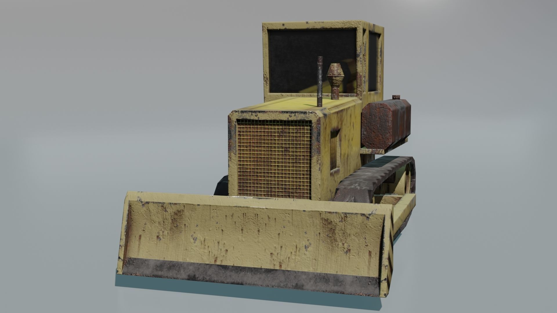 Bulldozer Low-poly 3D model_10