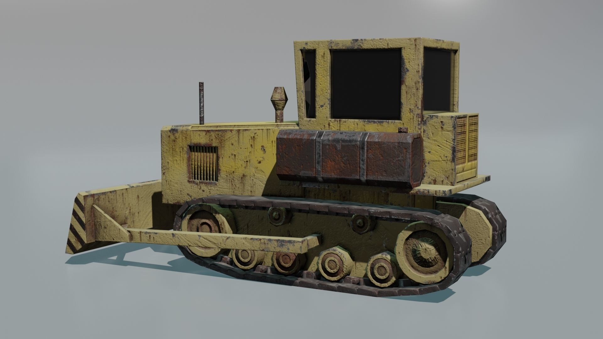 Bulldozer Low-poly 3D model_7