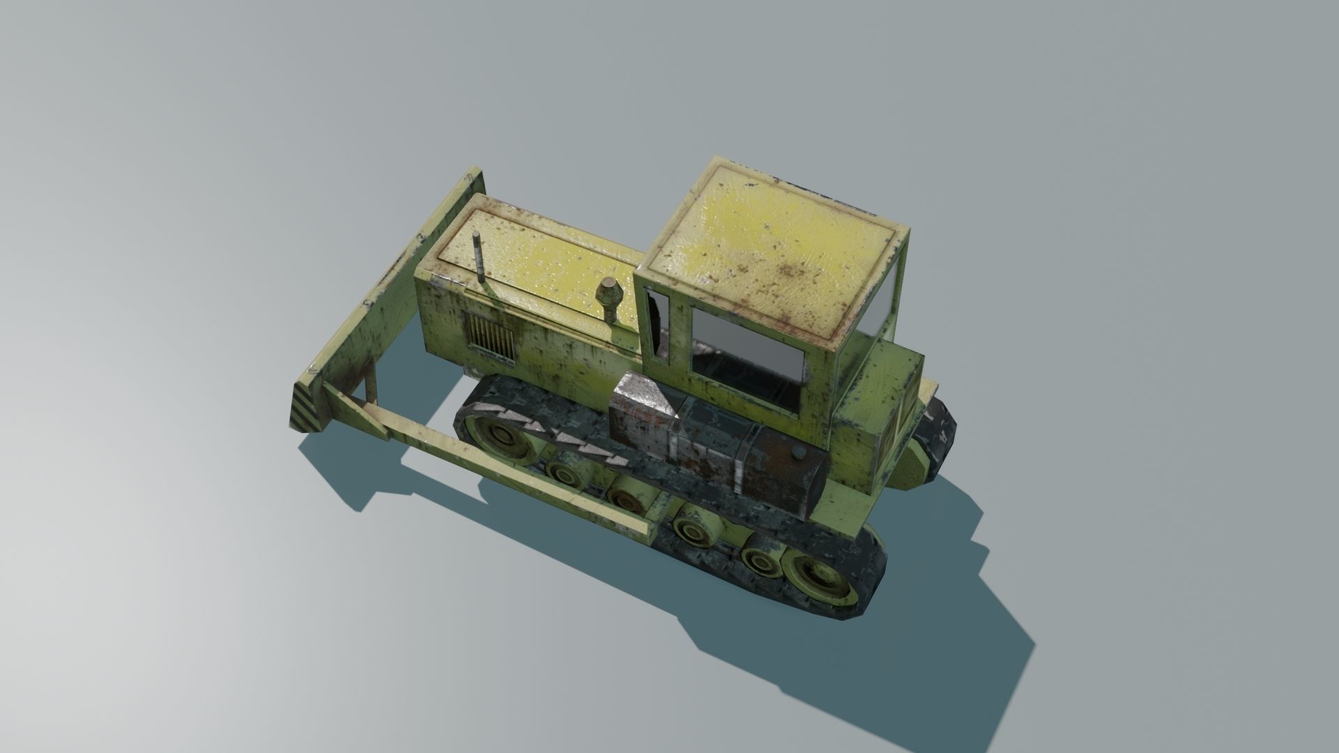 Bulldozer Low-poly 3D model_14