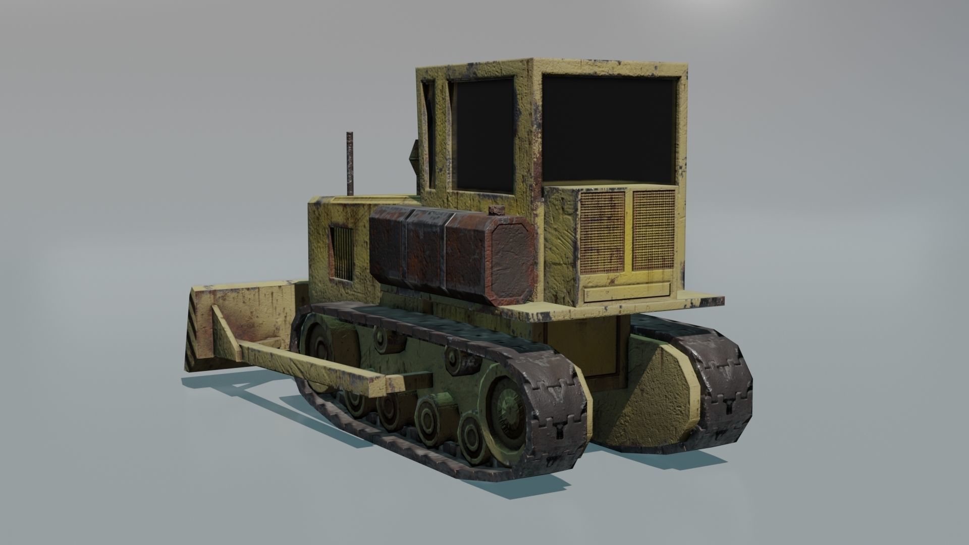 Bulldozer Low-poly 3D model_6