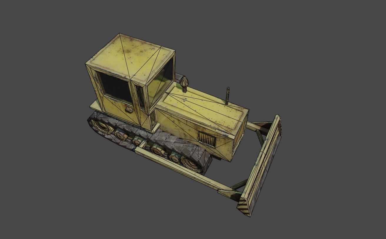 Bulldozer Low-poly 3D model_20