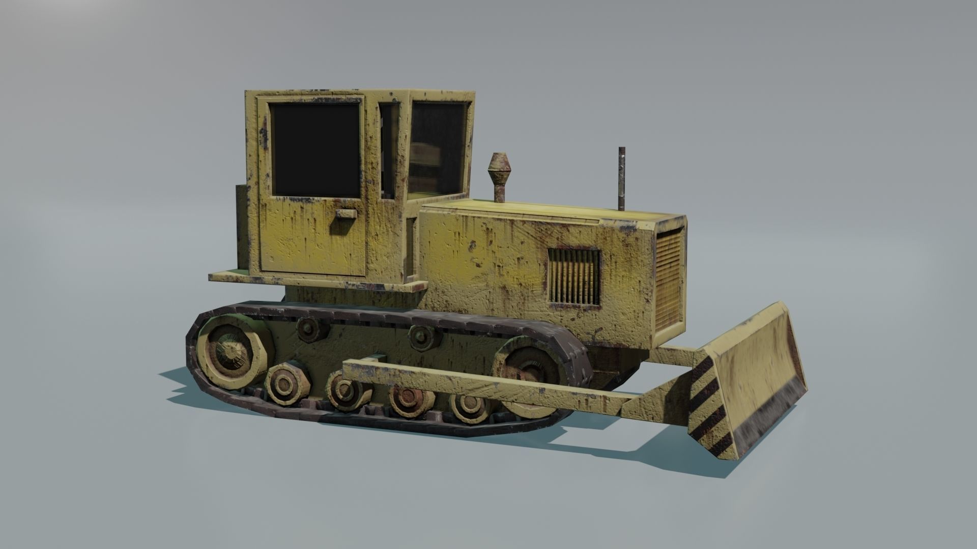 Bulldozer Low-poly 3D model_2