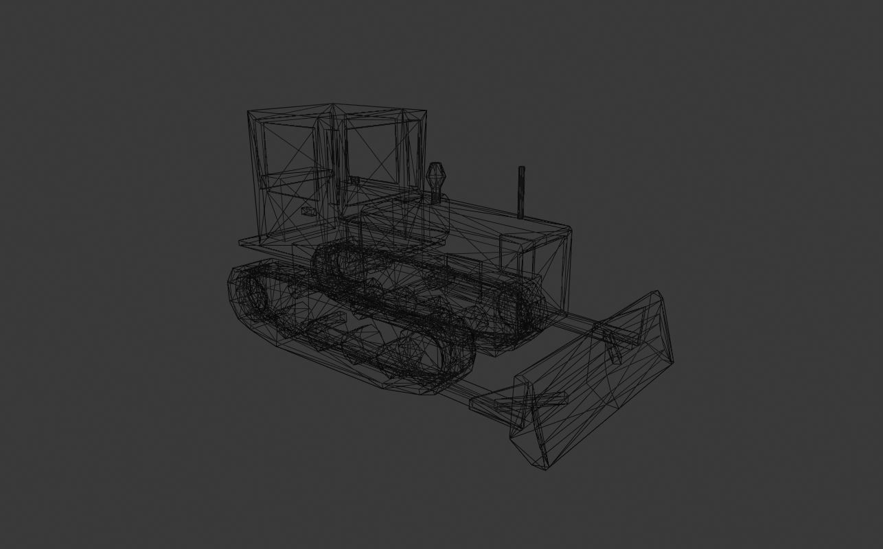 Bulldozer Low-poly 3D model_21