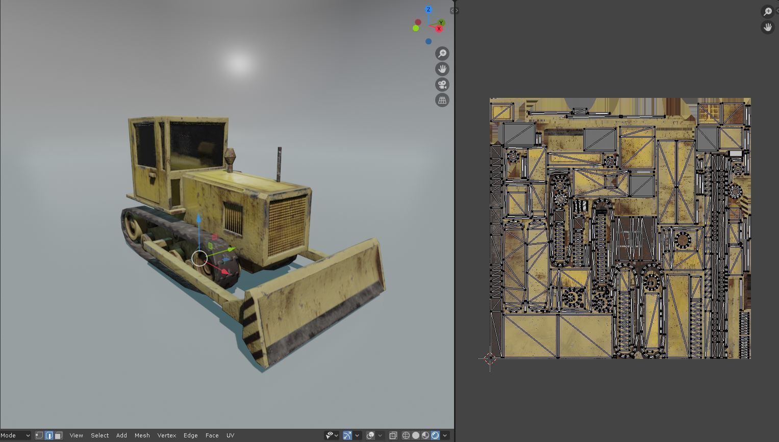 Bulldozer Low-poly 3D model_22