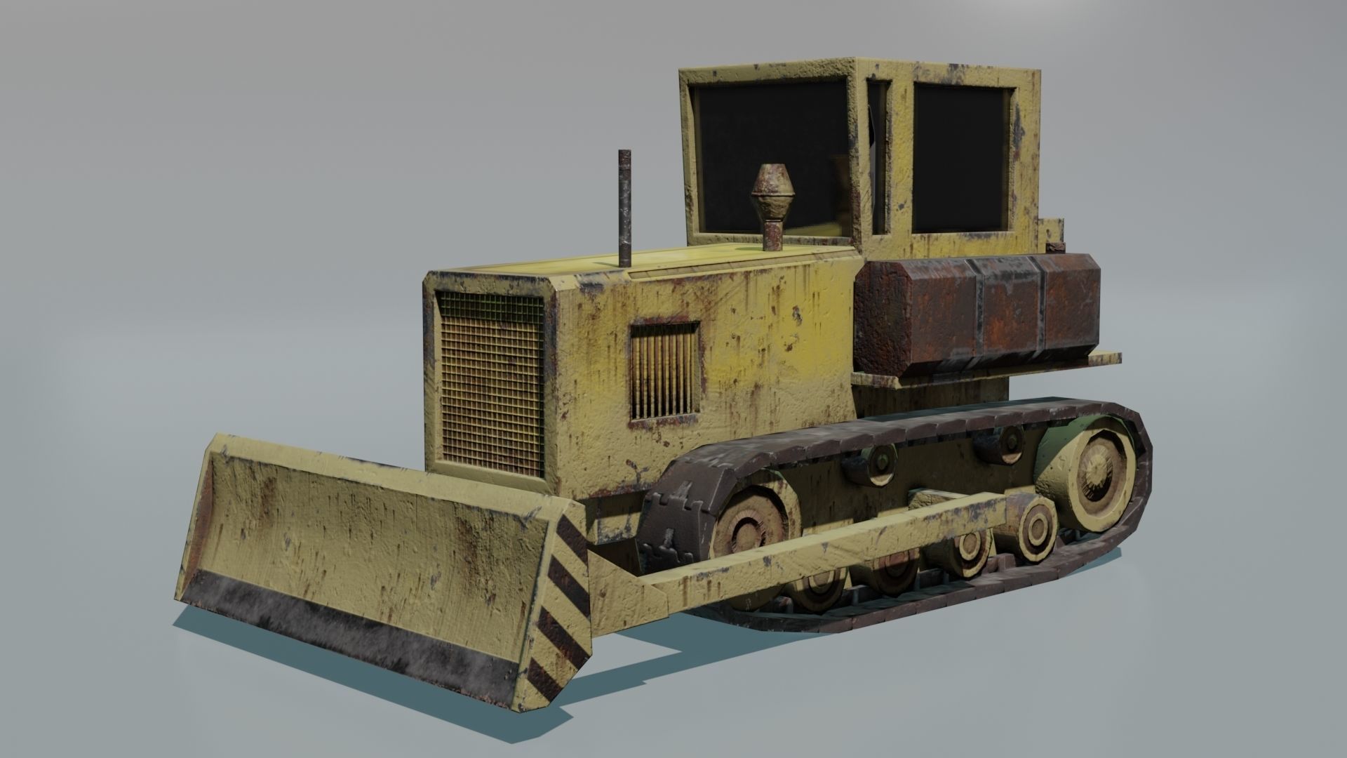 Bulldozer Low-poly 3D model_9