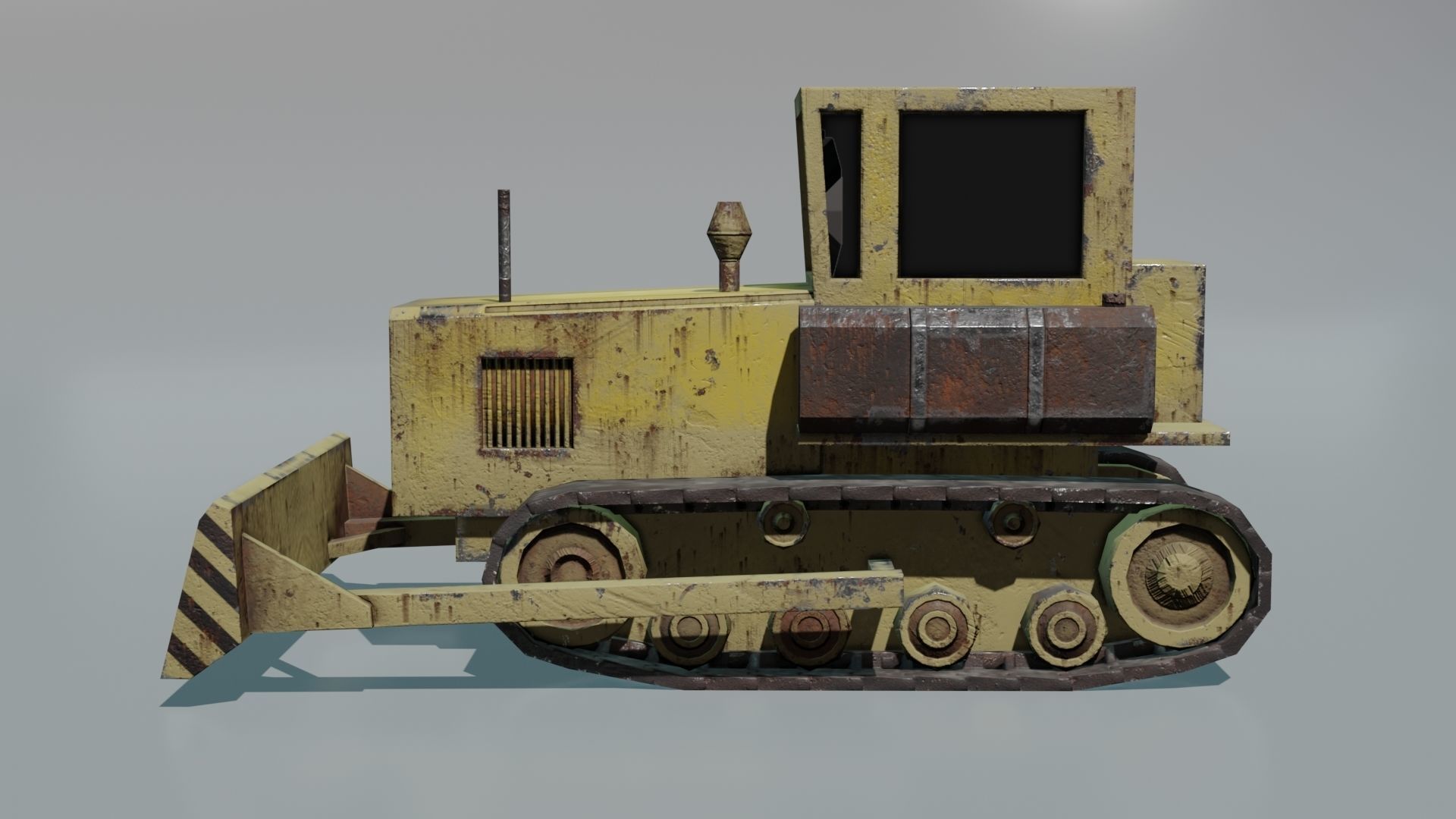Bulldozer Low-poly 3D model_8