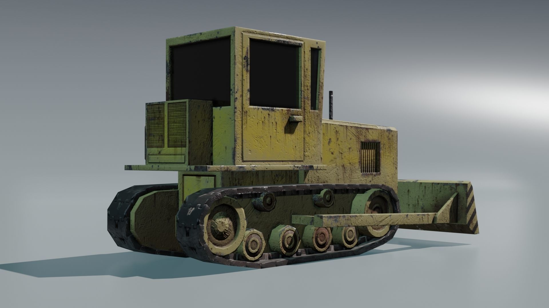 Bulldozer Low-poly 3D model_4