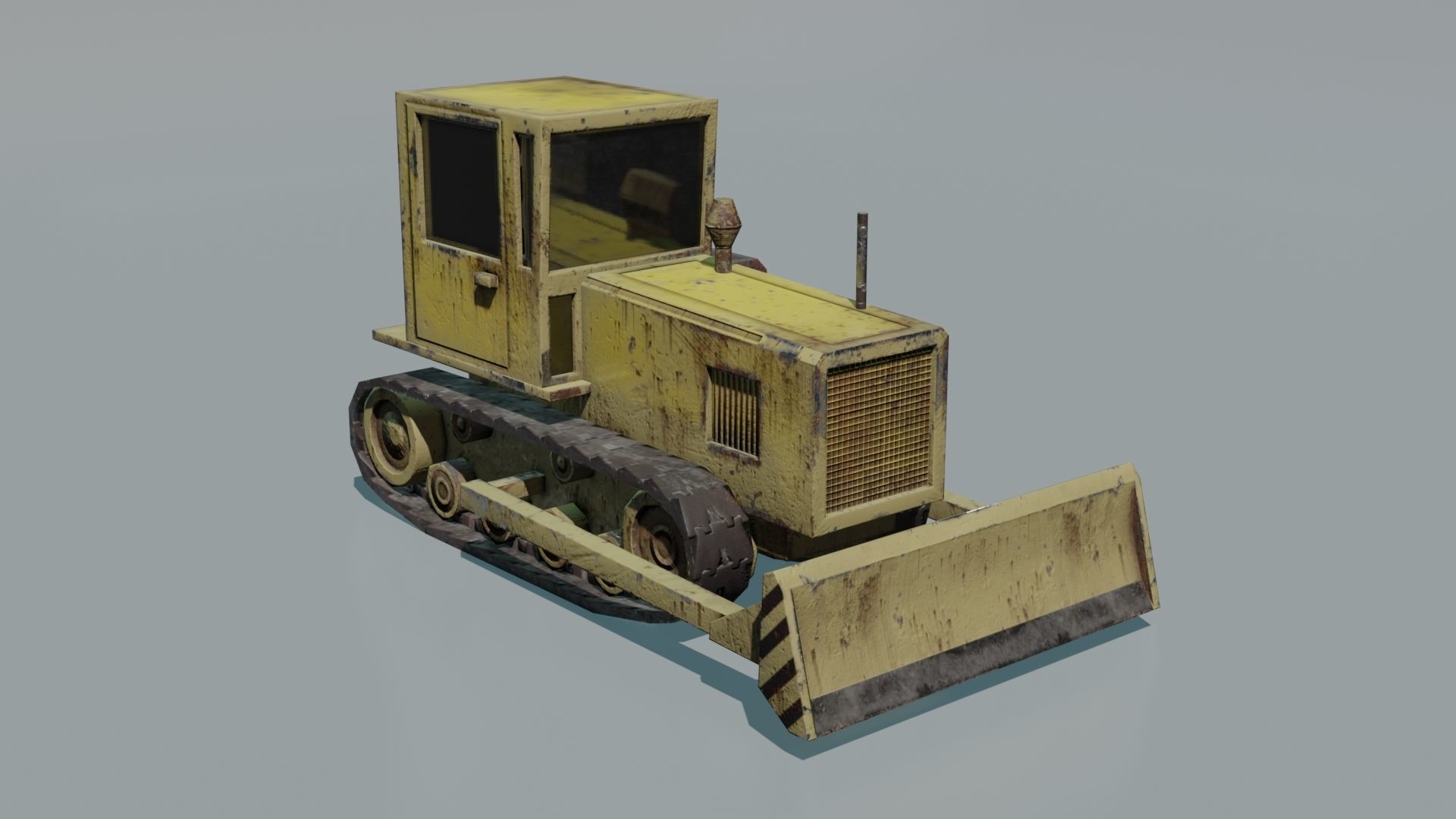 Bulldozer Low-poly 3D model_1