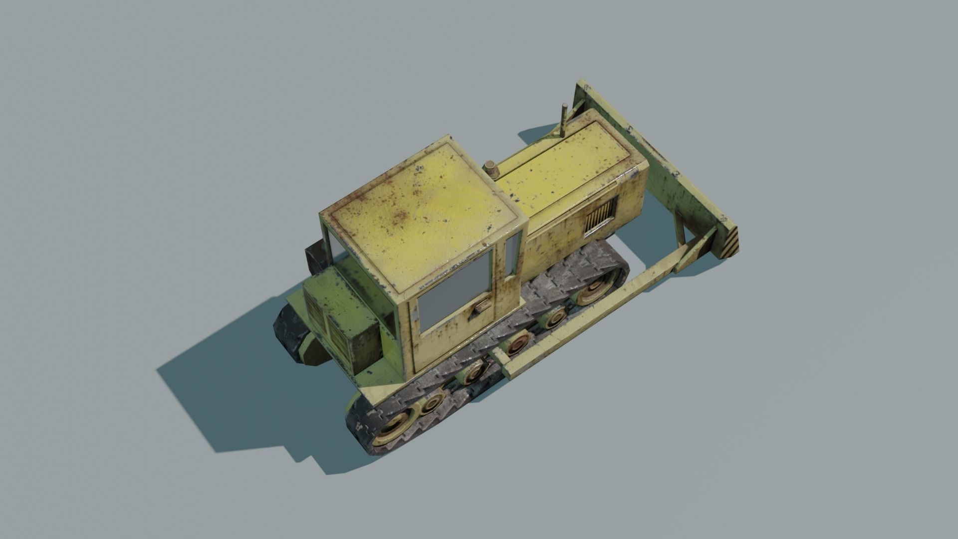 Bulldozer Low-poly 3D model_13