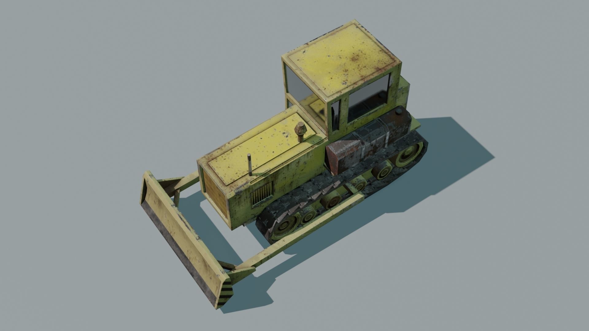 Bulldozer Low-poly 3D model_15