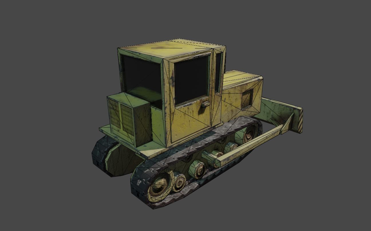 Bulldozer Low-poly 3D model_17