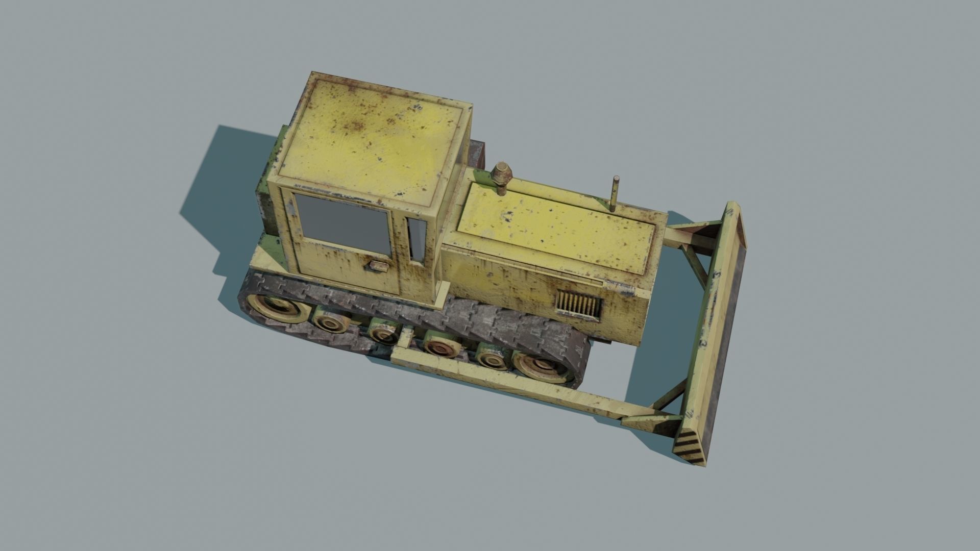 Bulldozer Low-poly 3D model_12