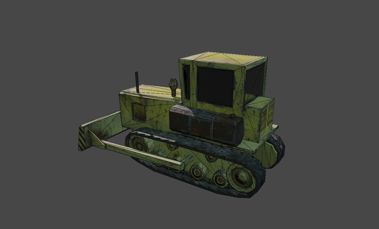 Bulldozer Low-poly 3D model_18