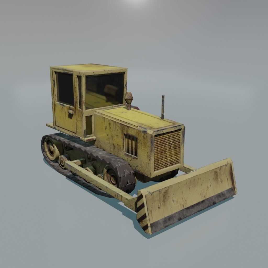 Bulldozer Low-poly 3D model_0