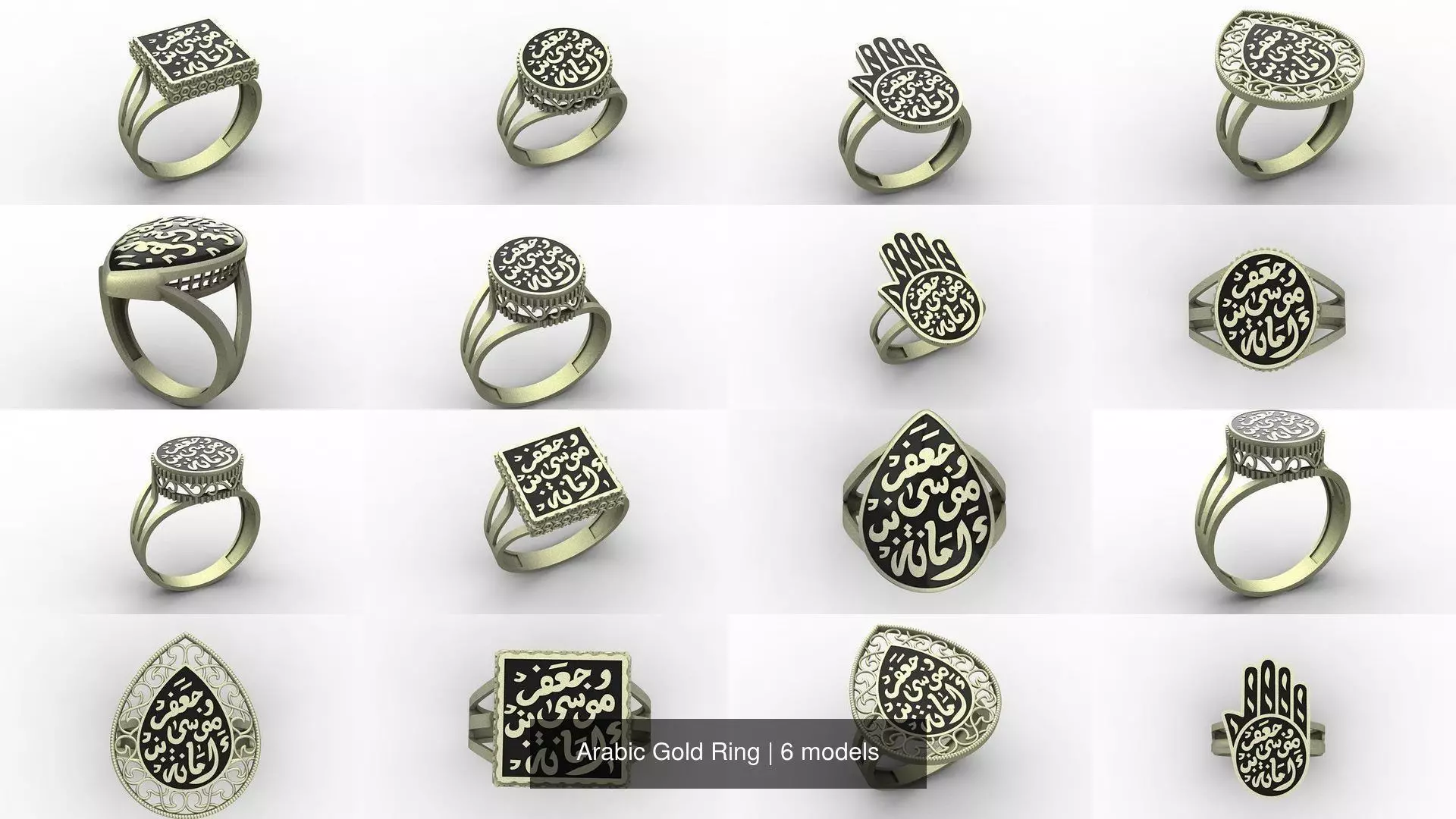 Arabic Gold Ring 3D Model Collection_0