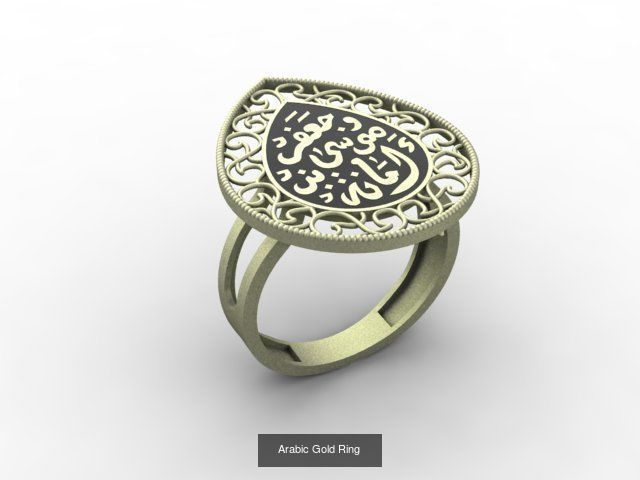 Arabic Gold Ring 3D Model Collection_4