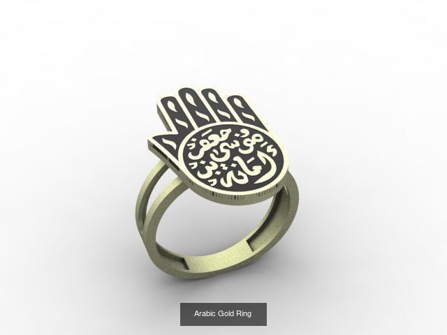 Arabic Gold Ring 3D Model Collection_3