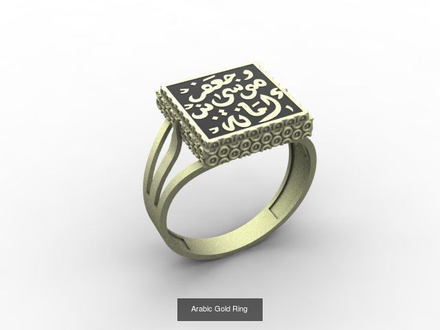 Arabic Gold Ring 3D Model Collection_1