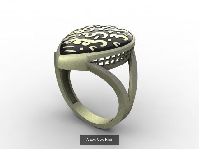 Arabic Gold Ring 3D Model Collection_5