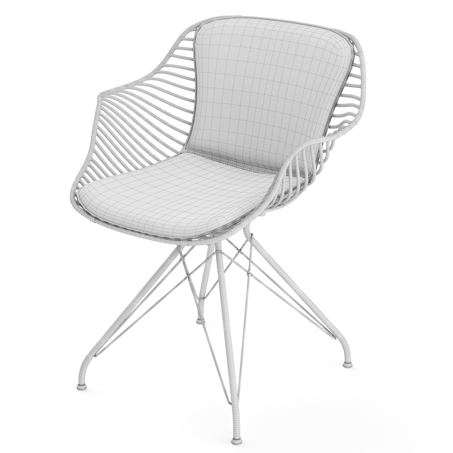 Wire dining chair 3D model_10