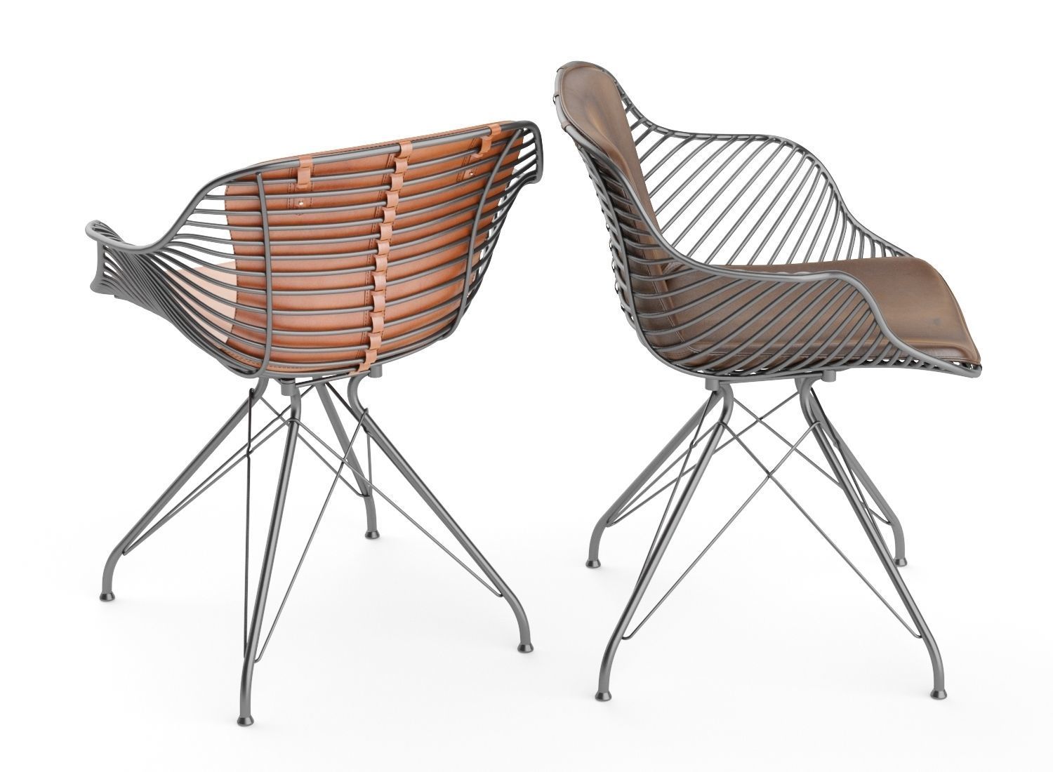 Wire dining chair 3D model_3
