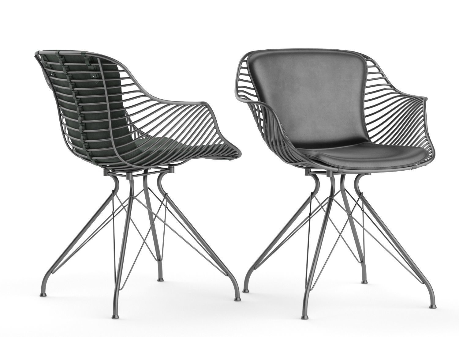 Wire dining chair 3D model_2