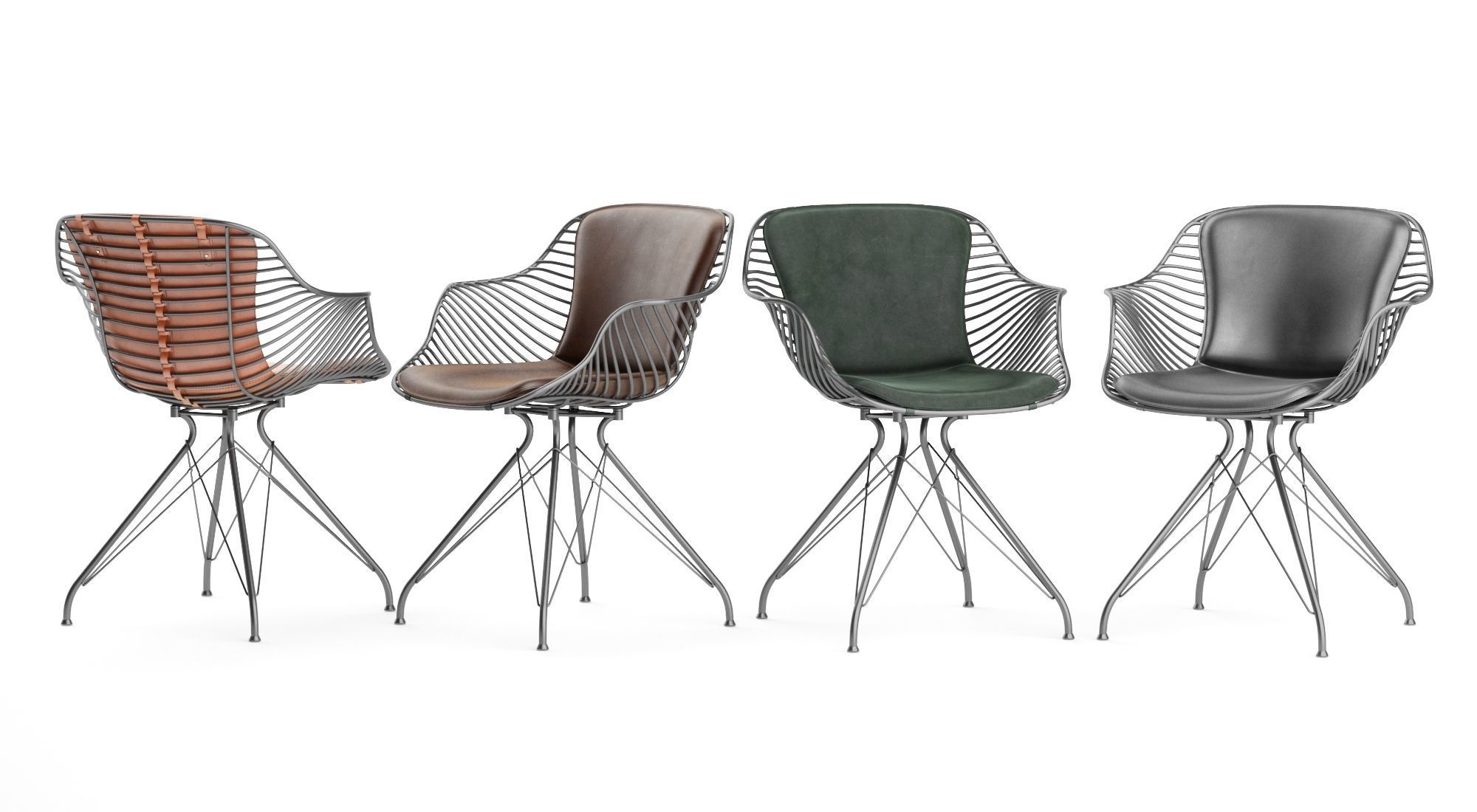 Wire dining chair 3D model_1